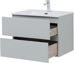 Aquanet Тумба под раковину Алвита New 70 2 ящика подвесная серая матовая – фотография-6